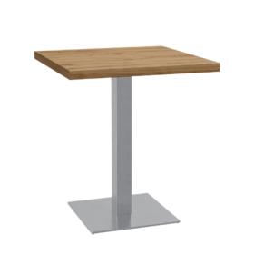 Table de bistrot 50x50 cm | Chêne Rome Naturel | Piètement en acier inoxydable