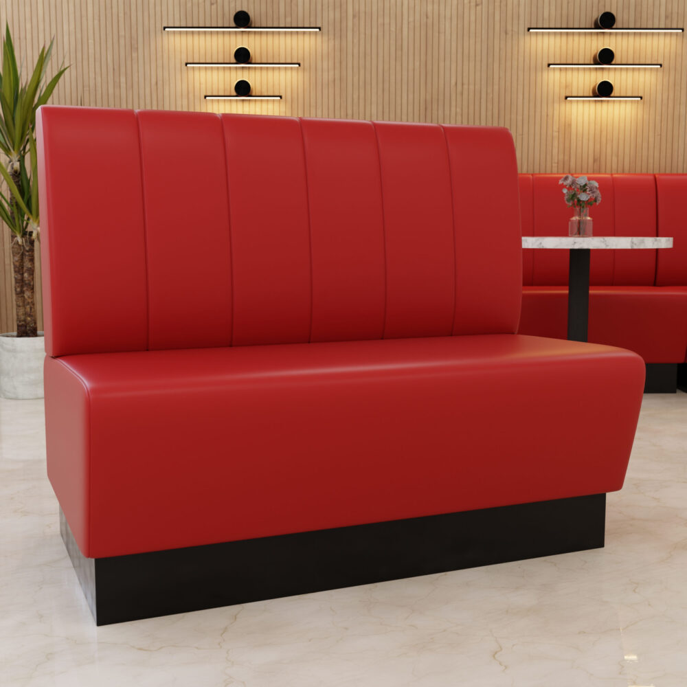 Banquette Gastro Amsterdam | 120 cm de large | Similicuir rouge | Surpiqûres verticales | Banquette de dîner Gastro