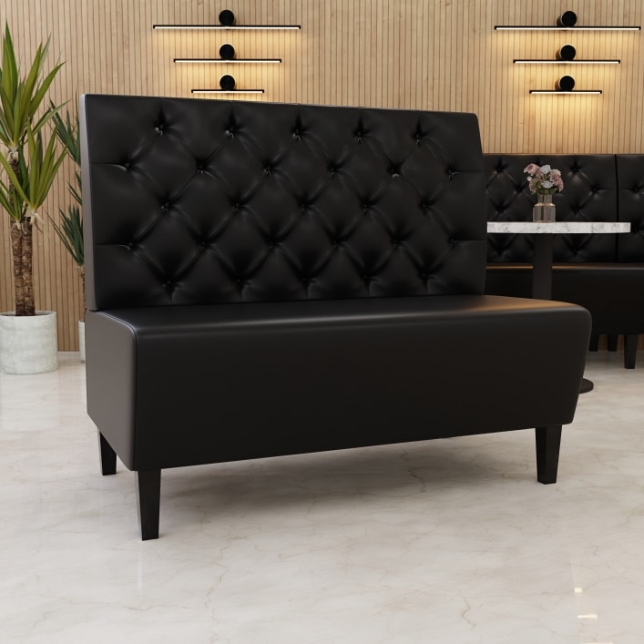 Banquette Gastro Paris | Chesterfield | 120 cm de large | noir | banquette de bistrot | banquette de restaurant