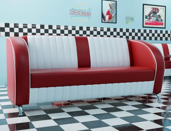 American Lounge Canapé | Colorado 150 cm | Rouge et blanc