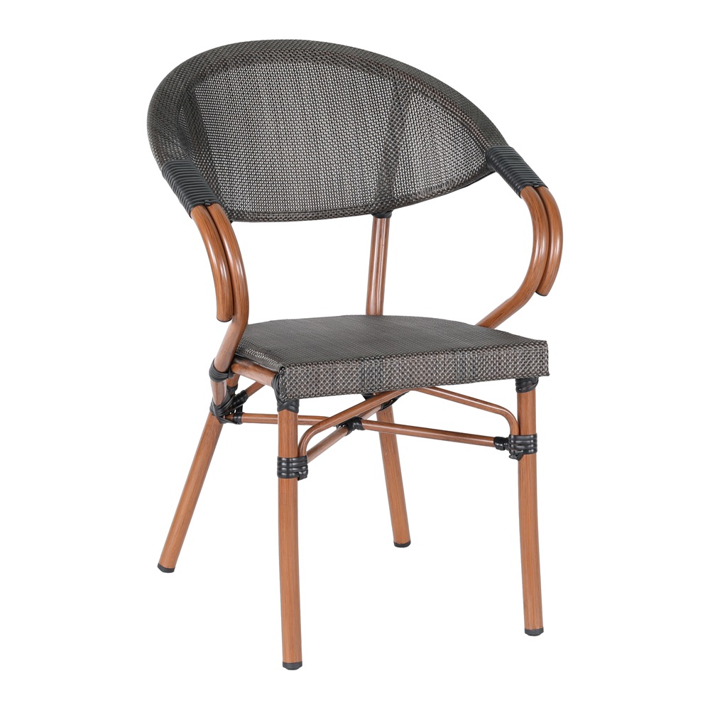 Chaise de terrasse Rom Chaise de bistrot avec accoudoirs Tissu textile avec structure en aluminium empilable