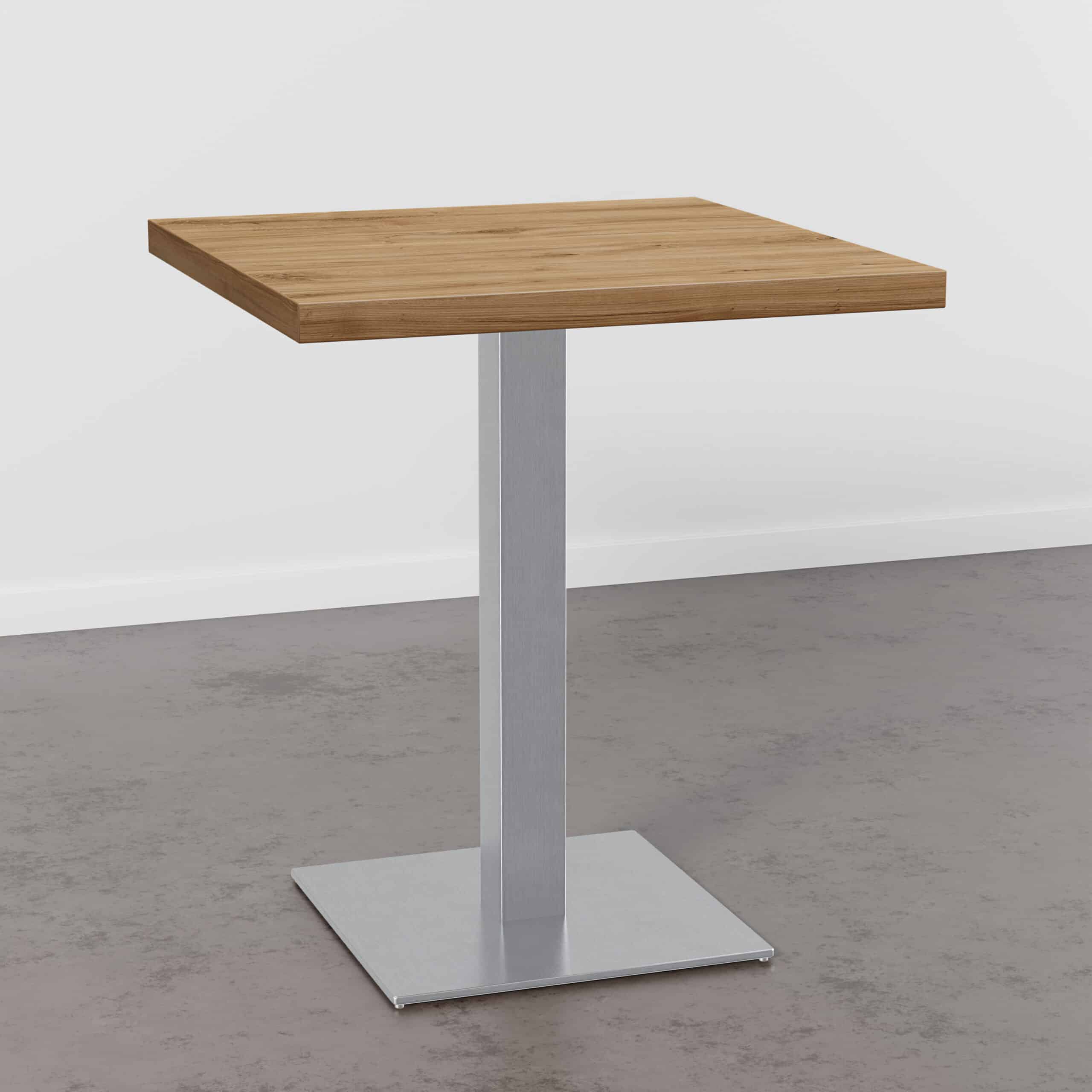 Table de bistrot, structure en teck et acier inoxydable