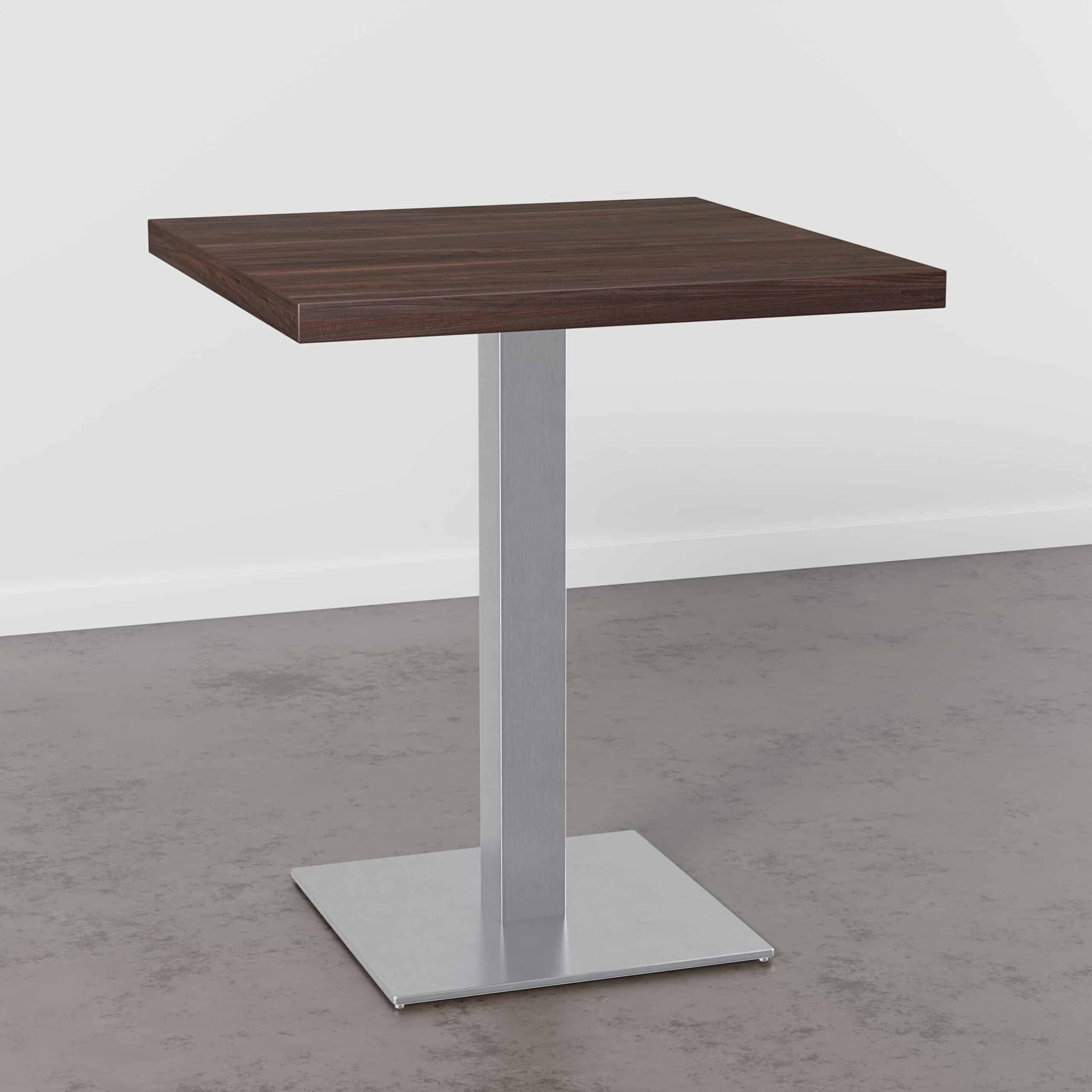 Table de bistrot-50x50cm-D4409-OV-Brun de noix-Cadre en acier inoxydable