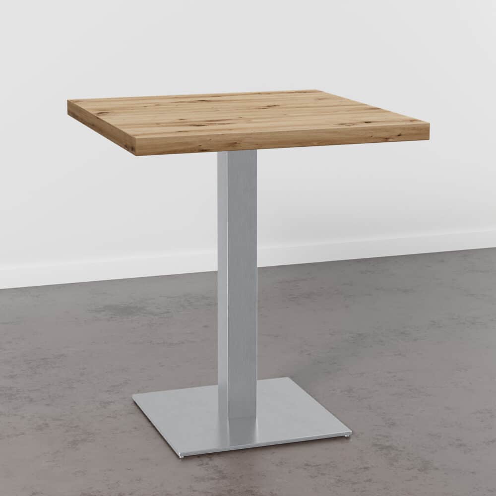 Table de bistrot-D1041-OW-chêne-Rom-structure en acier inoxydable