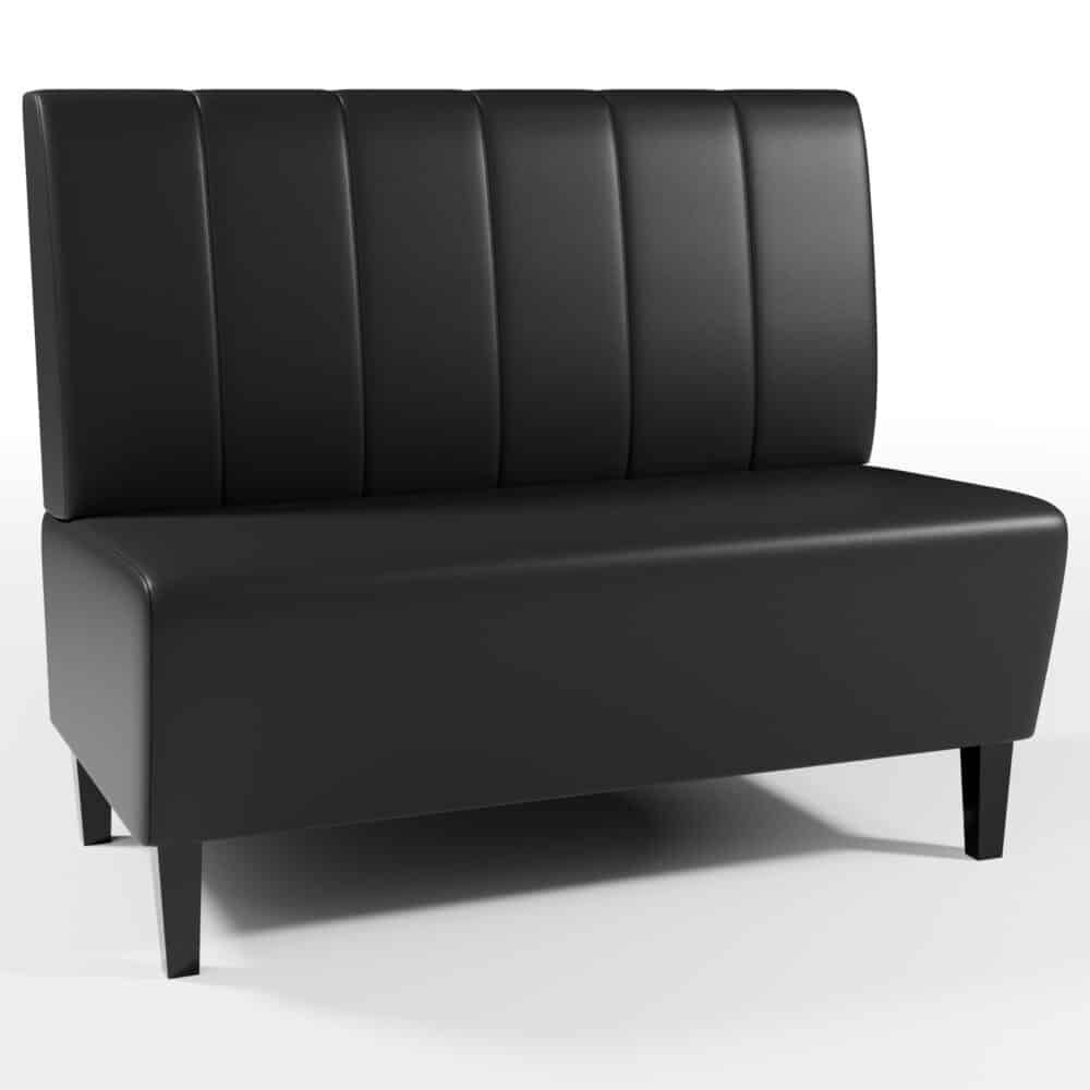 Banquette Gastro Paris | 120 cm de large | Similicuir noir | Surpiqûres verticales