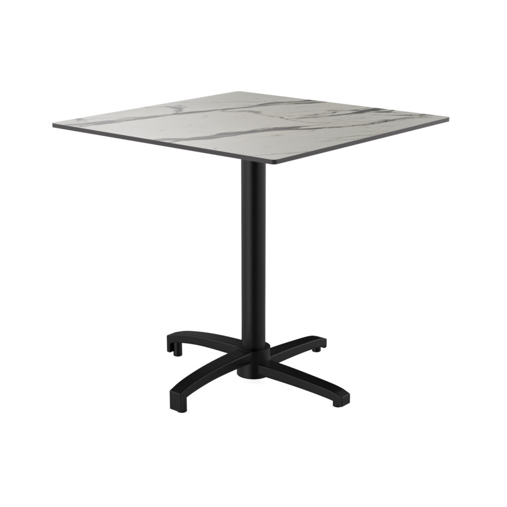 Gastro Outdoor Table de terrasse "René" | HPL Compact 70x70 cm | Marbre blanc | pliable