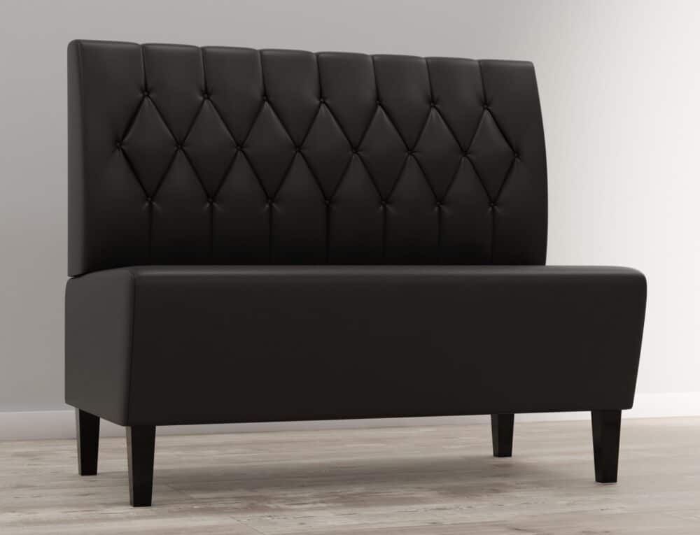 Banquette Gastro Paris | 120 cm de large | Similicuir noir | Diamant rembourré de boutons