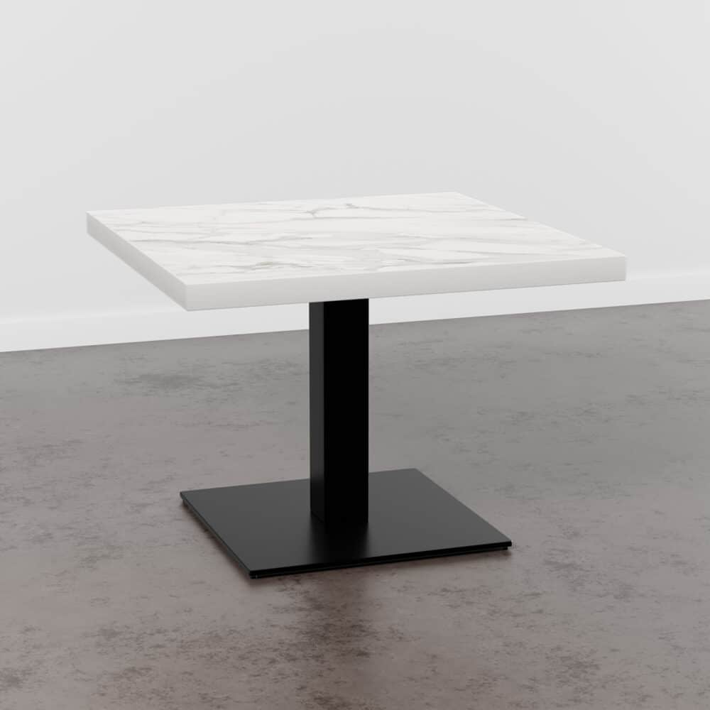 Gastro Table de salon 80x80 cm | D4448 LV Marbre Blanc | Piètement en fonte