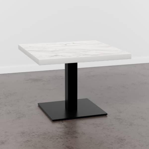 Gastro Table de salon 80x80 cm | D4448 LV Marbre Blanc | Piètement en fonte
