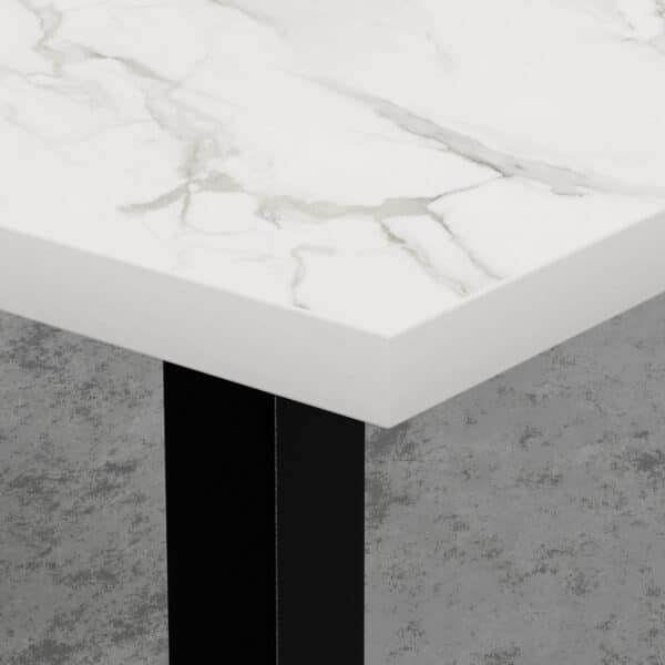 Gastro Table de salon 80x80 cm | D4448 LV Marbre Blanc | Piètement en fonte – Image 3
