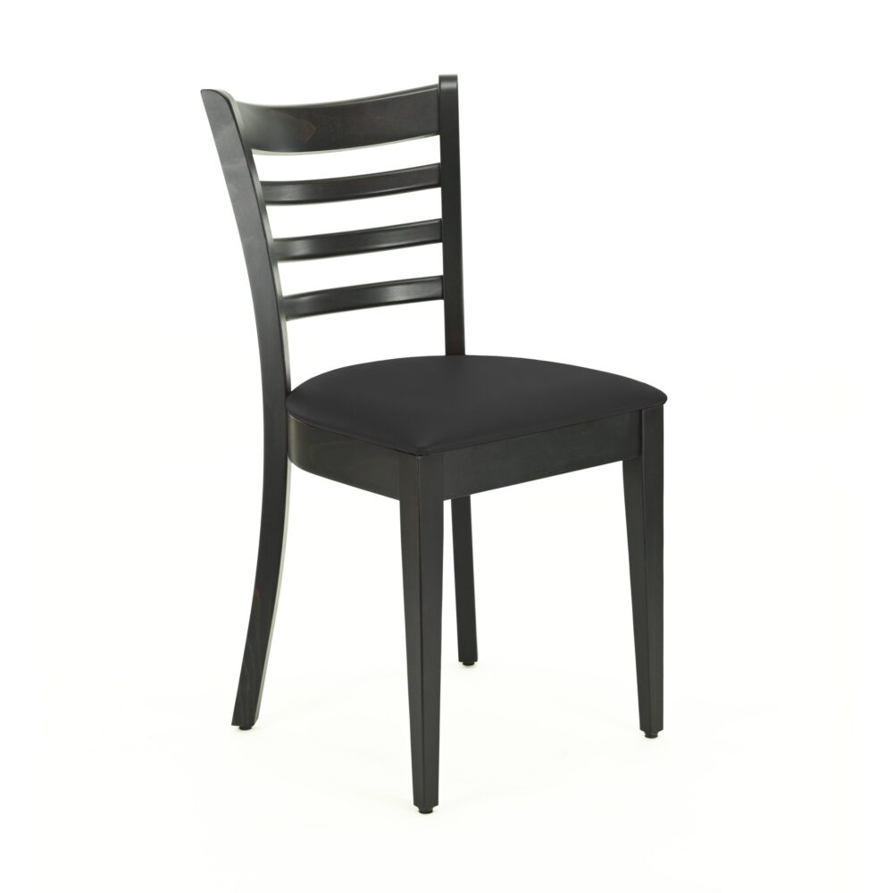 Chaise Gastro Hugo | noir | chaise en bois rembourrée | chaise de bistrot | chaise de restaurant