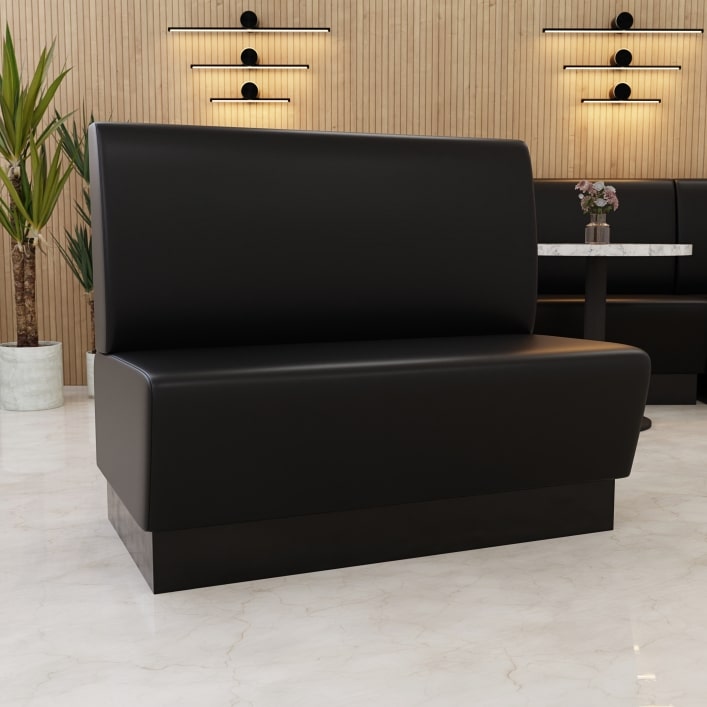 Banquette Gastro Amsterdam | dossier lisse | 120 cm de large | noir | banquette de bistrot | banquette de restaurant