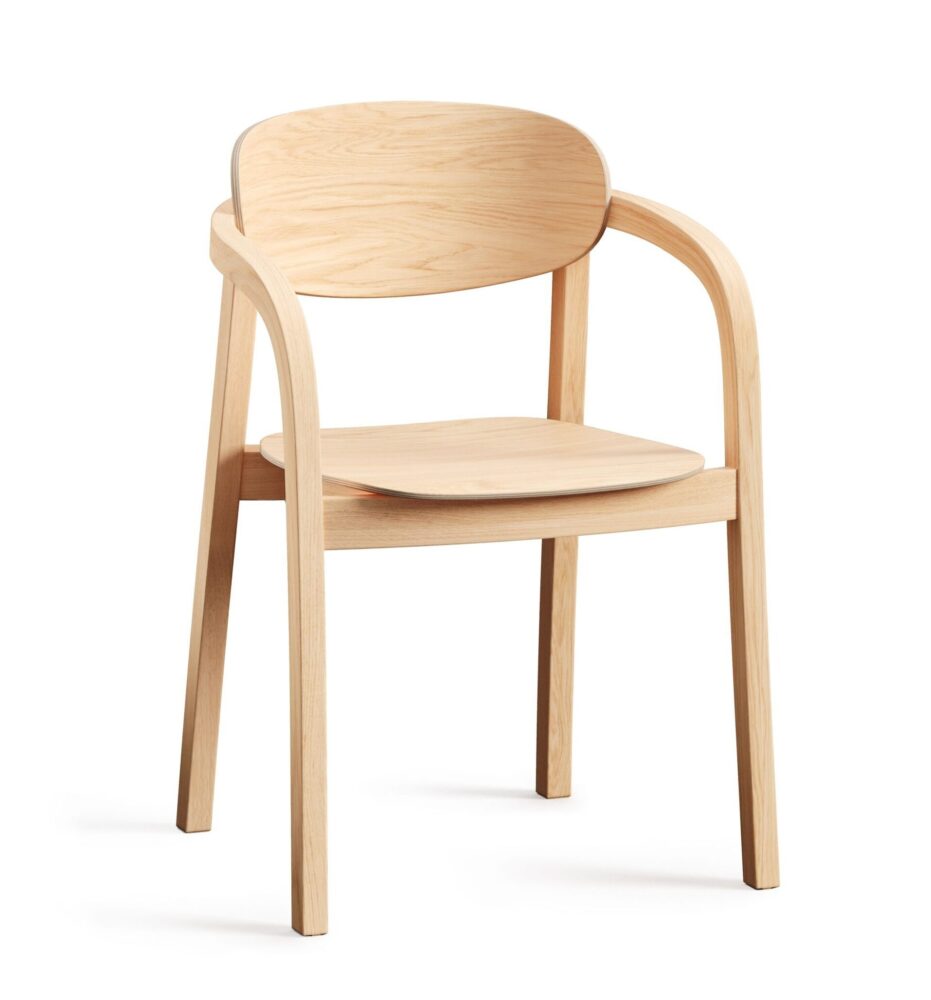 NOUVEAUTE 2024 | Fameg Designer Restauration Chaise | Linia avec accoudoirs | Assise en bois