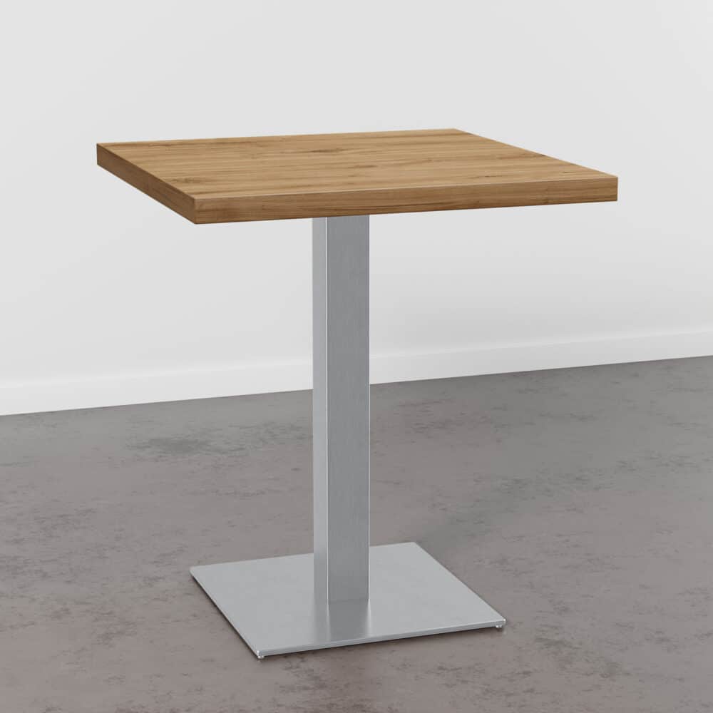 Table de bistrot, structure en teck et acier inoxydable