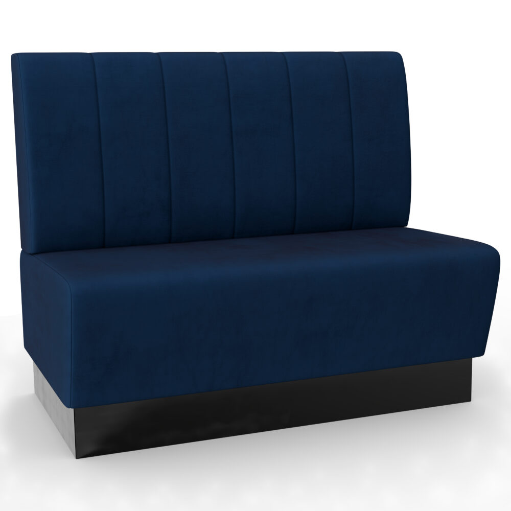 Banquette Gastro Amsterdam | 120 cm de large | Tissu velours : bleu | Rayures verticales | Banquette de dîner