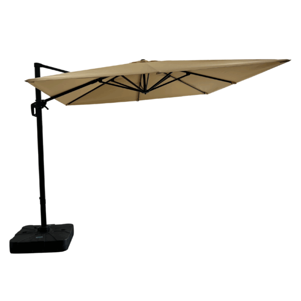 Gastro Parasol Rome Beige, carré, 3 × 3 m, 8 baleines, 210 g/m² polyester, hydrofuge, réglable en hauteur, pivotant à 360°, sans volants