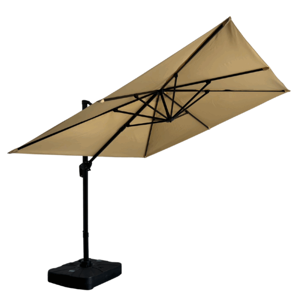 Gastro Parasol Rome Beige, carré, 3 × 3 m, 8 baleines, 210 g/m² polyester, hydrofuge, réglable en hauteur, pivotant à 360°, sans volants – Image 3