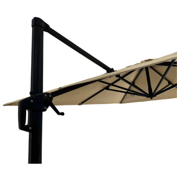 Gastro Parasol Rome Beige, carré, 3 × 3 m, 8 baleines, 210 g/m² polyester, hydrofuge, réglable en hauteur, pivotant à 360°, sans volants – Image 5