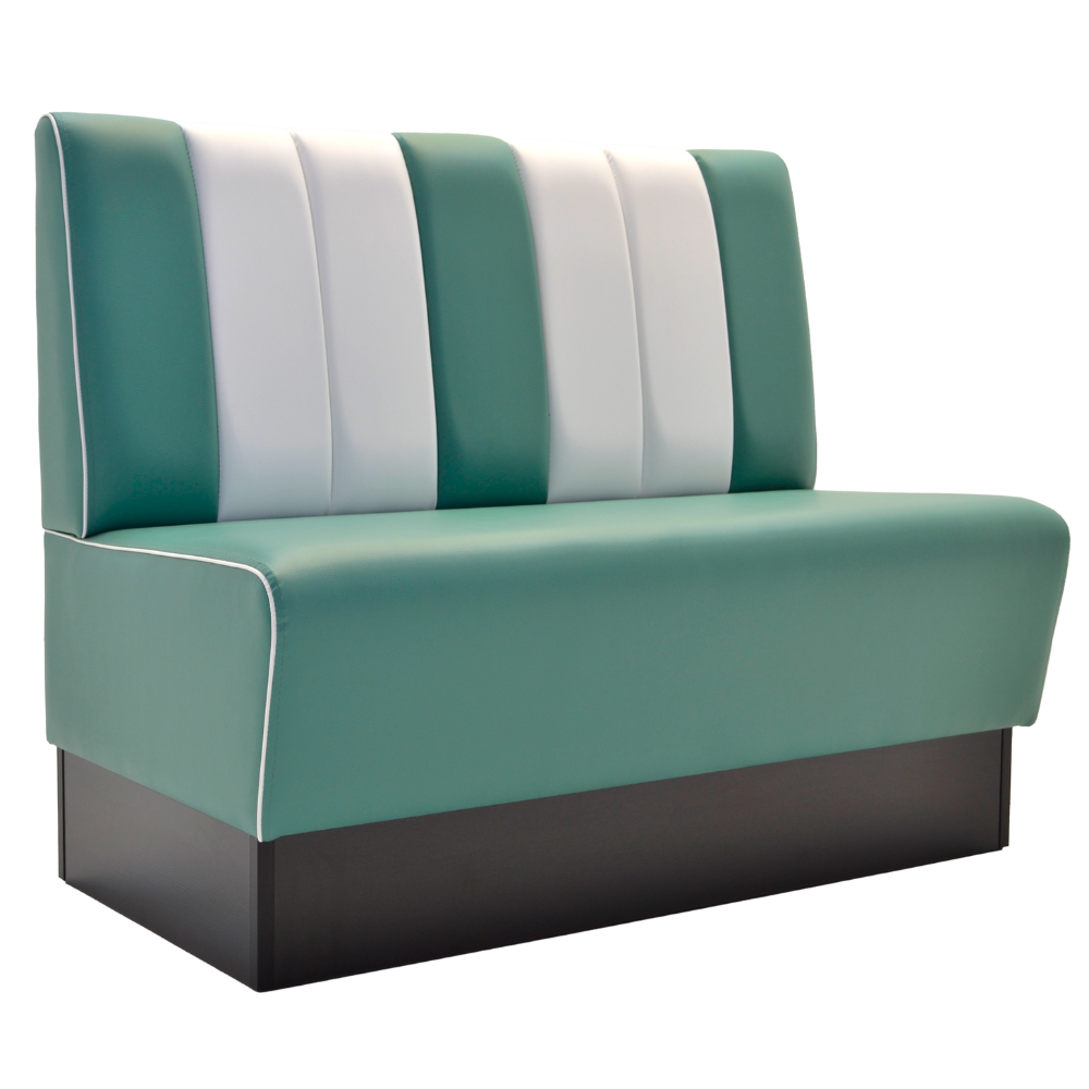 Banquette Gastro Americano Retro | BANQUE DE DINER - TURQUOISE & BLANC - LARGEUR 120CM | Banquette américaine