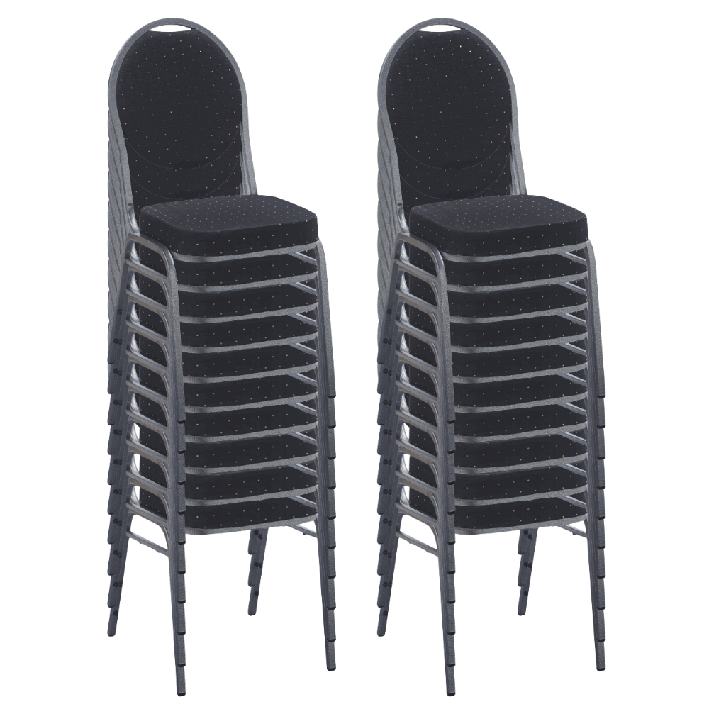 Chaise empilable chaise de banquet Hermano noir | set de 20 pièces