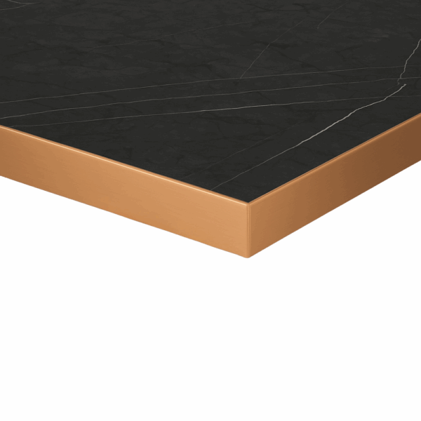 Plateau de table Gastro | Marbre foncé | 60x60 cm | Or rose – Image 2