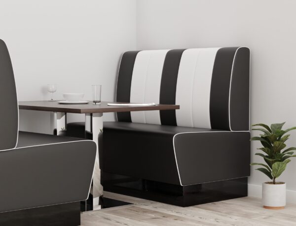 Banquette Gastro Americano Retro | Banquette de dîner noir & blanc | 200 cm de large | Banquette américaine – Image 6