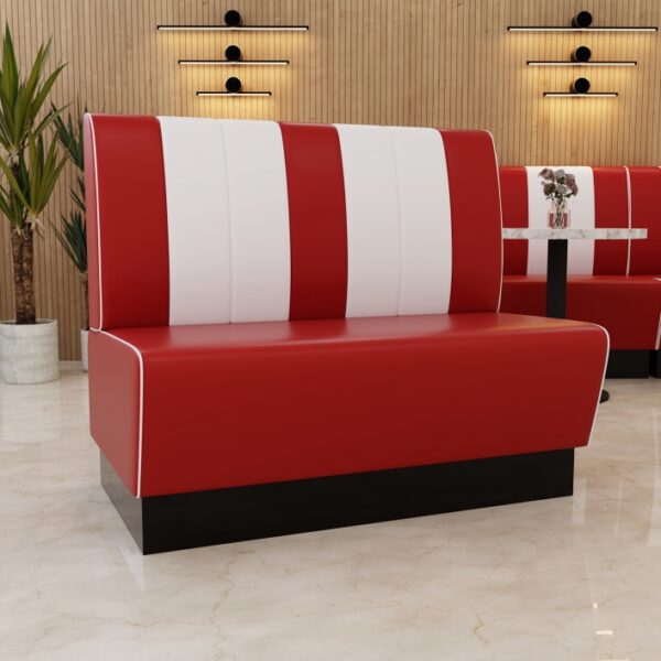 Banquette Gastro Americano Retro | Banquette de dîner rouge & blanc | 200 cm de large | Banquette américaine – Image 6