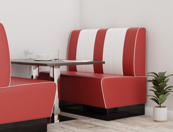 Banquette Gastro Americano Retro | Banquette de dîner rouge & blanc | 200 cm de large | Banquette américaine – Image 7